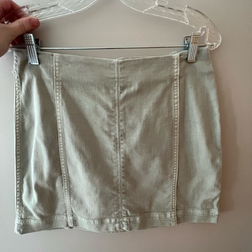 SAGE GREEN DENIM MINI SKIRT